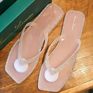 Lauren Lorraine Pink Crystal Sandals NIB